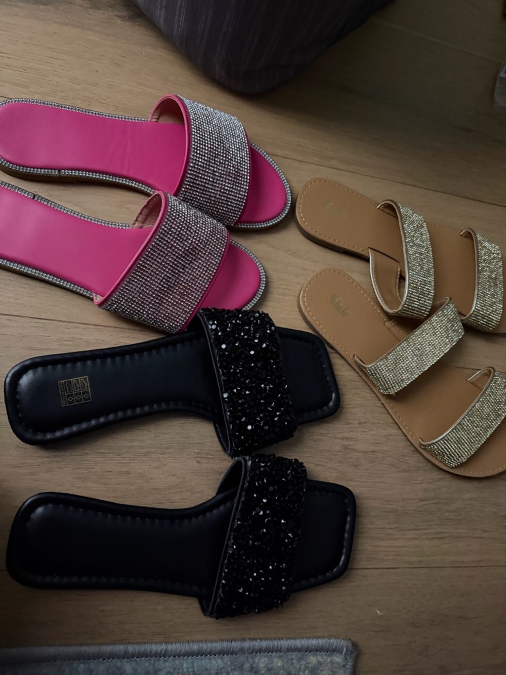 Three pairs of SHEIN sexy sparkly sandals slides chanclas all size 39 (8)